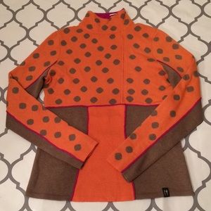 Neve polka dot half zip merino wool jacket